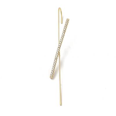 Brass Micro Pave Clear Cubic Zirconia Ear Wrap Crawler Hook Earrings for Women