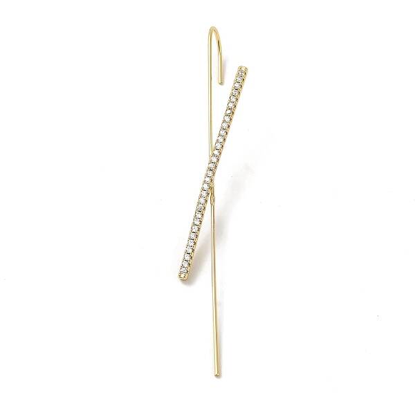 Brass Micro Pave Clear Cubic Zirconia Ear Wrap Crawler Hook Earrings for Women