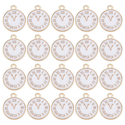 Clock Alloy Enamel Pendants