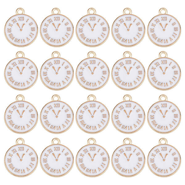 Clock Alloy Enamel Pendants