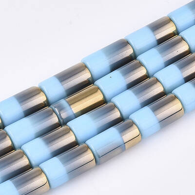 Half Electroplate Opaque Glass Beads Strands
