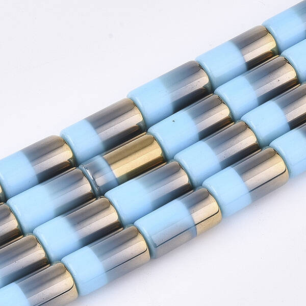 Half Electroplate Opaque Glass Beads Strands