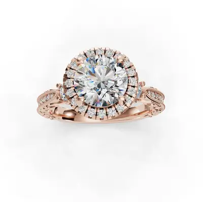 10K Rose Gold 1.51 CT.T.W. Round Moissanite Winter Halo Engagement Band