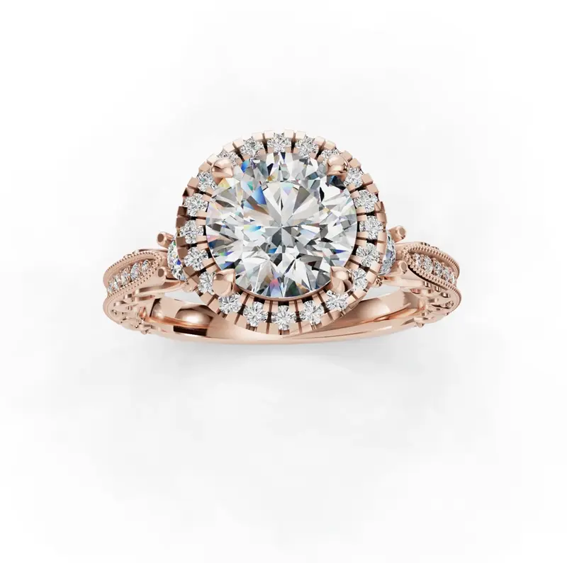 10K Rose Gold 1.51 CT.T.W. Round Moissanite Winter Halo Engagement Band