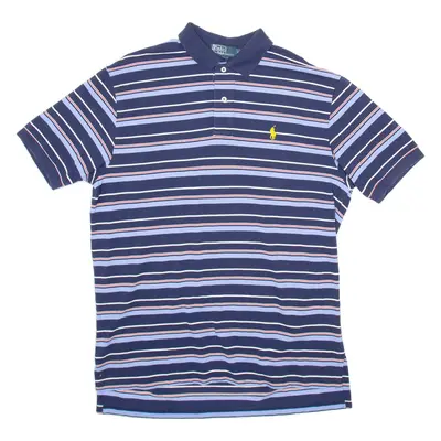 POLO RALPH LAUREN Mens Polo Shirt Blue Striped Short Sleeve L