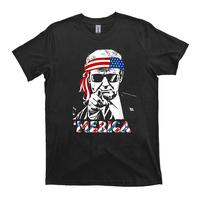 MERICA TRUMP Happy 4th Of July Trump American Flag T-Shirt