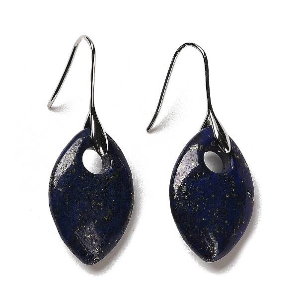 Natural Lapis Lazuli Horse Eye Dangle Earrings