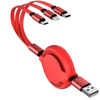 3 in 1 Telescopic Cable, 120W Fast Charging USB Type C Charger Cable, Retractable Design Fast Charging Data Cable for iPhone ...