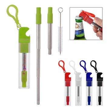 100 Promotional Straw Kit With Bottle Opener - Stainless Steel & ...