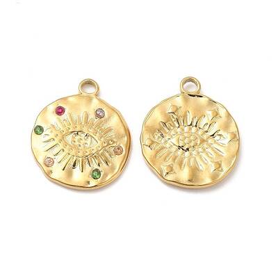 PVD Vacuum Plating 201 Stainless Steel with Rhinestone Pendants