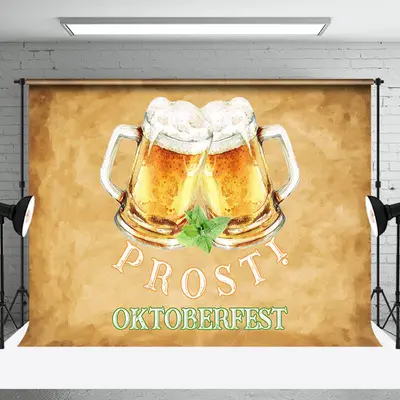 Retro Brown Beer Prost Oktoberfest Party Backdrop