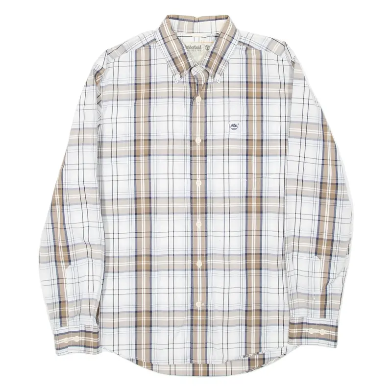 TIMBERLAND Mens Shirt Brown Check Long Sleeve L