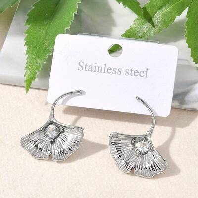 304 Stainless Steel Micro Pave Clear Cubic Zirconia Stud Earrings
