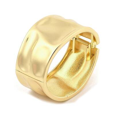 Non-Tarnish Vintage Hammered Alloy Wide Hinged Bangles for Women