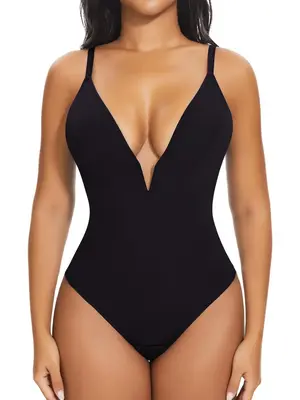 Joyshaper Lace Shapewear Bodysuits Deep V Lace Corset Tops Thong Bodysuits Tummy Control Body Shaper Womenwear for All Season...