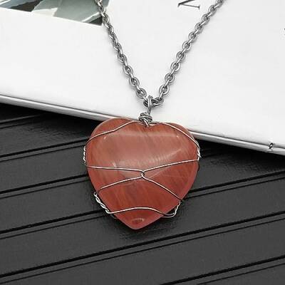 Watermelon Stone Glass Pendant Necklaces