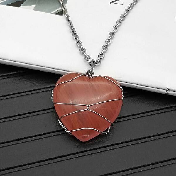 Watermelon Stone Glass Pendant Necklaces