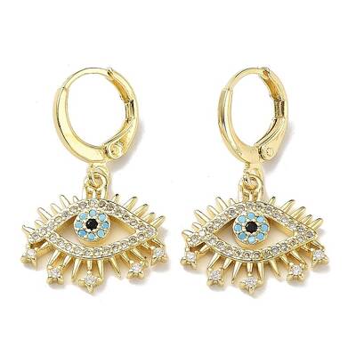 Real 18K Gold Plated Brass Dangle Leverback Earrings