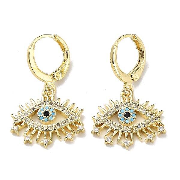 Real 18K Gold Plated Brass Dangle Leverback Earrings