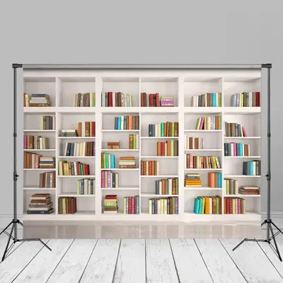 White Shelf Full Of Books Back To School Backdrop - Aperturee