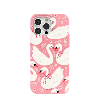 Bubblegum Pink Swan Garden iPhone 15 Pro Max Case
