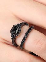 2counts/set Women's Elegant Fashion Rhinestone Decorated Ring, Casual Versatile Accessories, Streetwear Cubic Zirconia Jewelr...