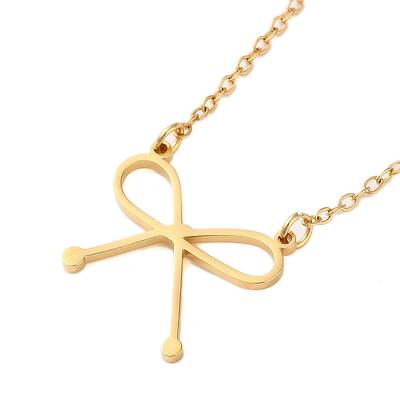 304 Stainless Steel Bowknot Pendant Necklaces for Women