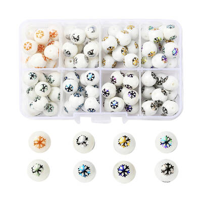 80Pcs 8 Colors Christmas Opaque Glass Beads