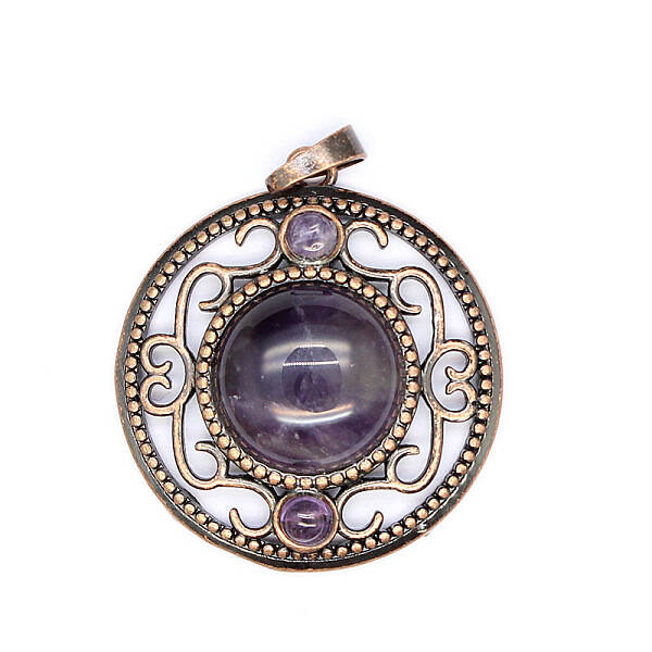Retro Hollow Natural Amethyst Pendants