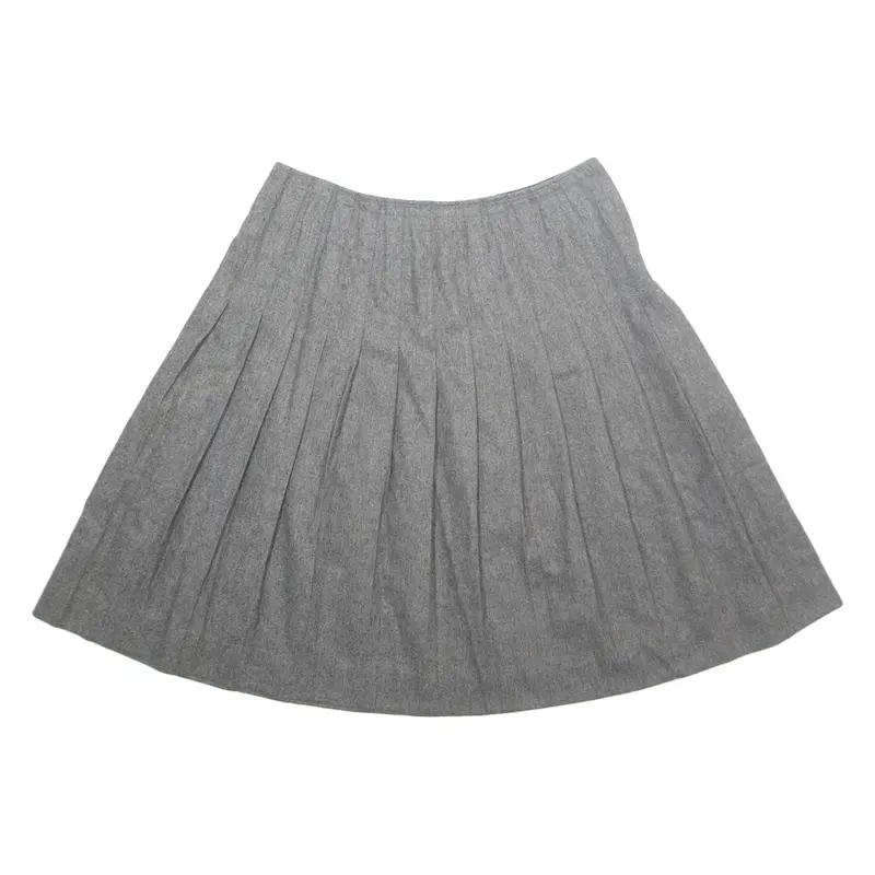 EVAN-PICONE Womens Pleated Skirt Grey Midi Wool L