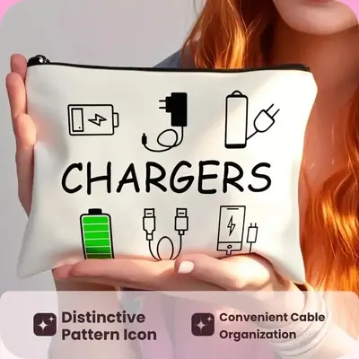 Charger Pattern Storage Bag, Convenient To Carry Around, Suitable for Dedicated Storage Of Cables, Usbs, and Electronic Acces...