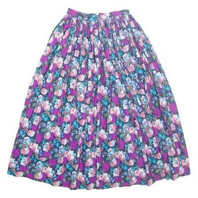 Womens A-Line Skirt Blue Long Floral XS