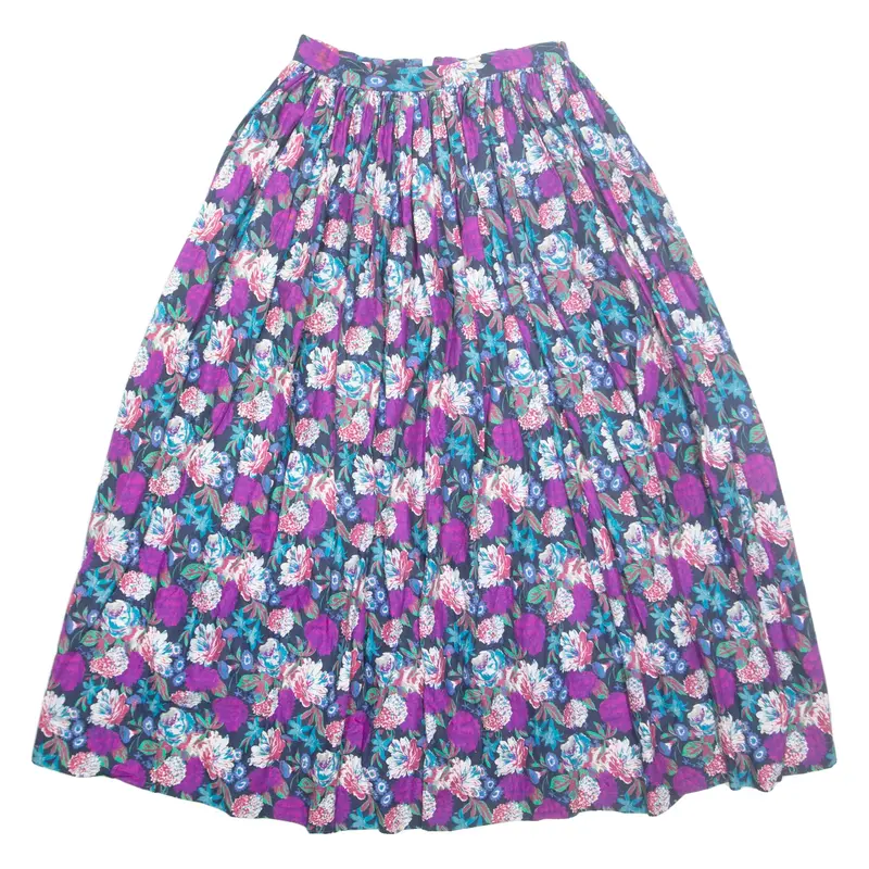 Womens A-Line Skirt Blue Long Floral XS