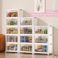 UFORU 2/3/4/5 layer foldable multifunctional removable storage cabinet transparent plastic household storage cabinet foldable...