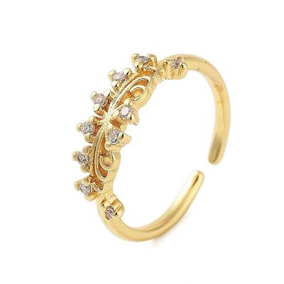 Brass Pave Cubic Zirconia Cuff Rings