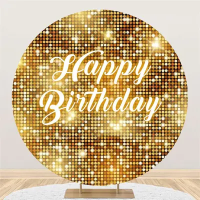 Golden Sparkling Sequin Round Birthday Backdrop - Aperturee