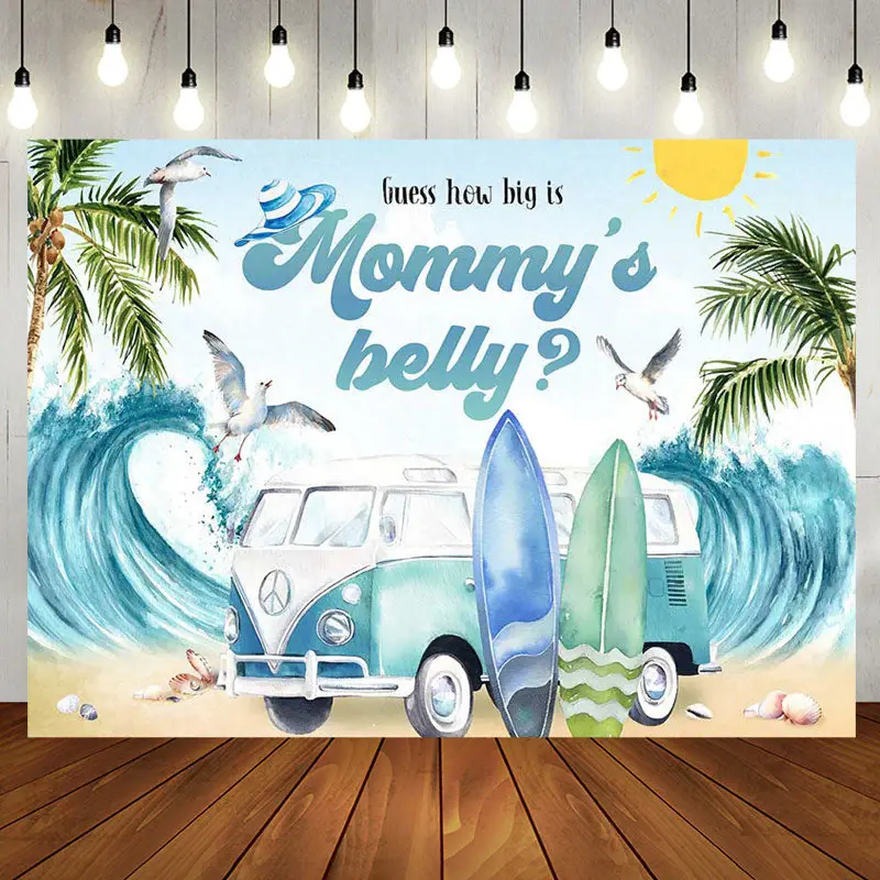 Mommys Belly Beach Summer Gender Reveal Backdrop - Aperturee