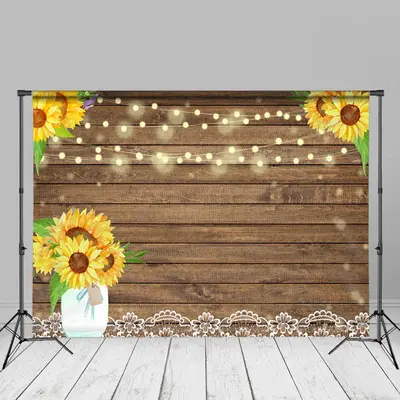 Sunflowers Brown Wooden Texture Photography Backdrop - Aperturee