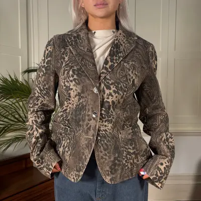 Diana Gallesi Animal print Jacket - Large Brown Cotton Blend