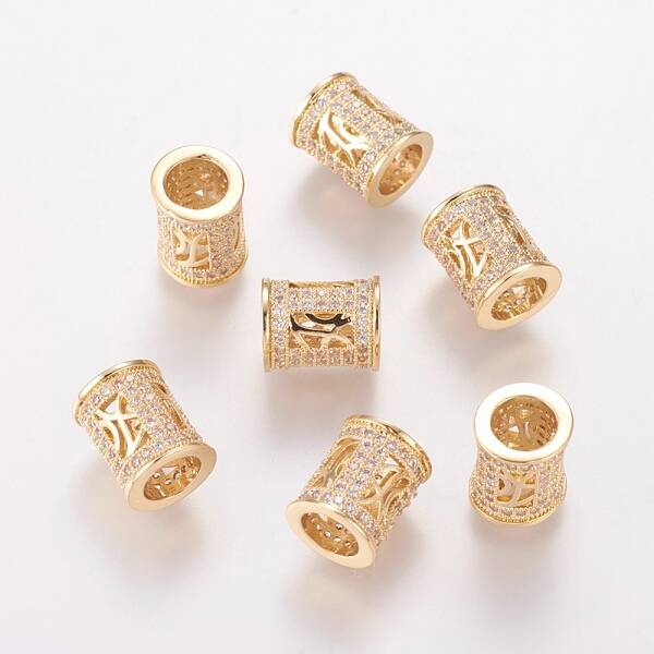 Brass Cubic Zirconia European Beads