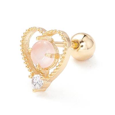 Heart Cat Eye Stud Earrings for Women