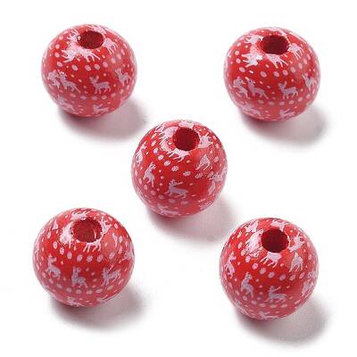 Christmas Printed Schima Wood European Beads