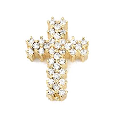 Brass Micro Pave Cubic Zirconia Beads