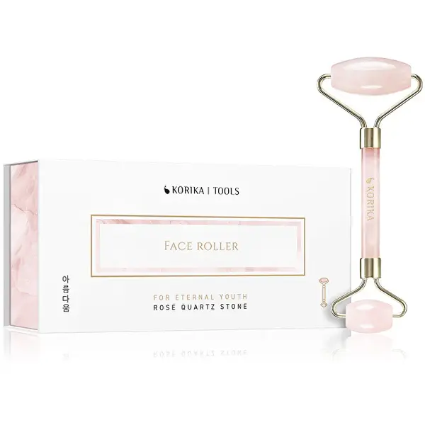 Korika Rullo Per Massaggio Facciale Al Quarzo Rosa (Face Roller)