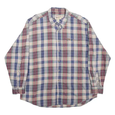 WOOLRICH Shirt Blue Plaid Long Sleeve Mens M