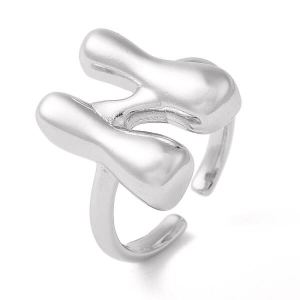 Initials Brass Open Cuff Ring for Women