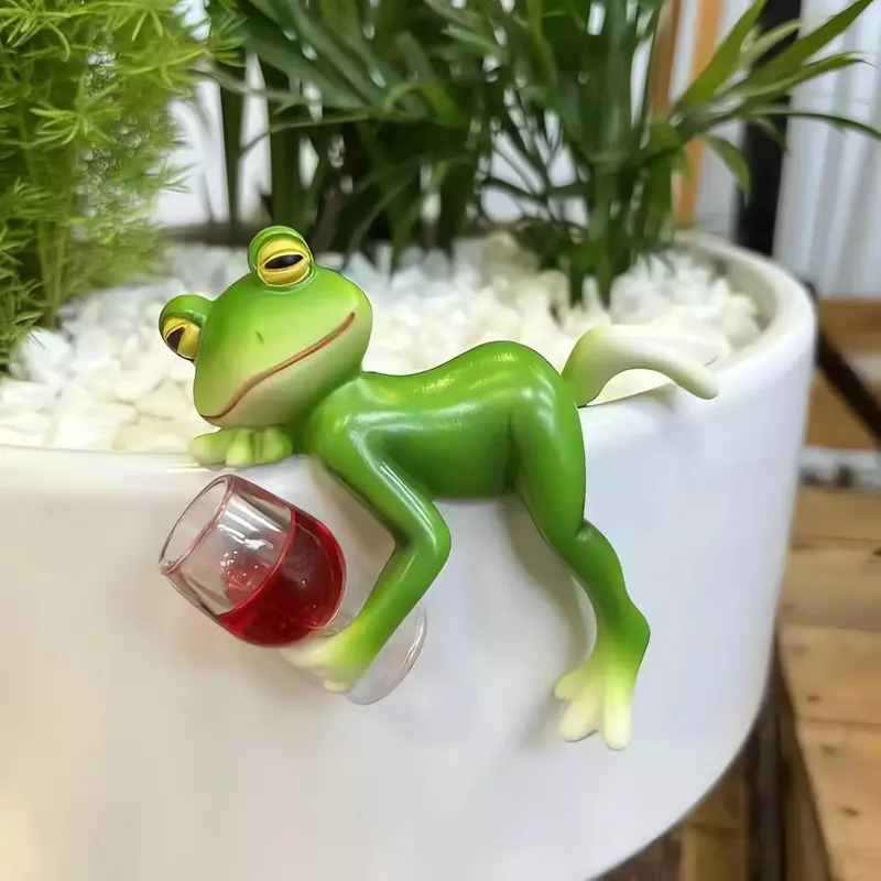 Funny Tipsy Frog Decor Statue for Indoor and Outdoor Garden Yard Lawn Balcony Patio Plants - Best Unique Gift for Frog Figuri...