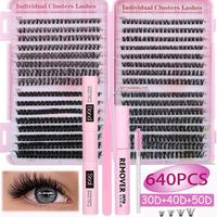 Individual False Eyelashes Kit, Natural Eyelash Extensions with Glue, Self Grafting Curl Eyelashes, Eye Makeup Enhancement Ey...