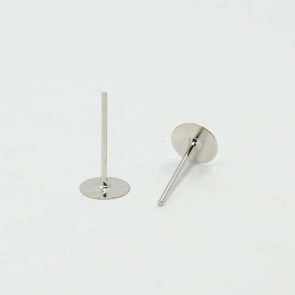Earring Findings Flat Round Blank Peg Ear Studs