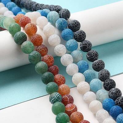 Natural & Dyed Crackle Agate Bead Strands